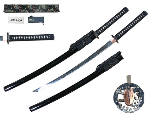 Black Handmade Samurai Sword 41" (9260 Spring Steel Differentially Hardened) T648702 Black Handmade Samurai Sword 41" (9260 Spring Steel Differentially Hardened) T648702