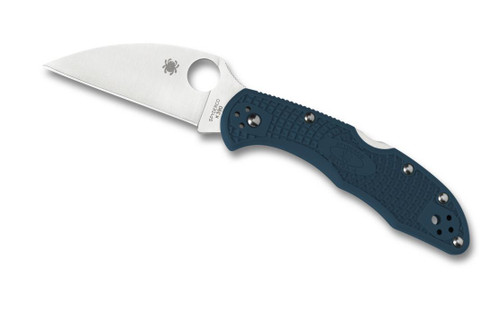 Delica Plain Blue Wharncliffe (2.88" Satin K390) Spyderco C11FPWK390