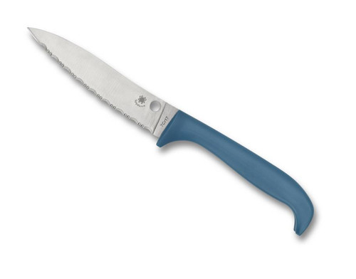 Counter Puppy Blue [Full Serrated] Kitchen Knife (3.4" Satin) Spyderco K20SBL