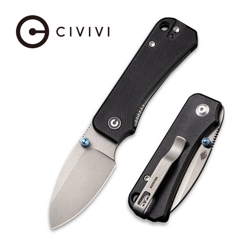 CIVIVI Baby Banter Thumb Stud Knife Black G-10 (2.34" Gray Stonewashed Nitro-V) C19068S-1