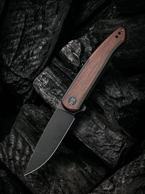 WE Smooth Sentinel Flipper Knife 6AL4V Titanium with Cuibourtia Wood Inlay (2.97" Black Stonewashed 20CV) WE20043-3