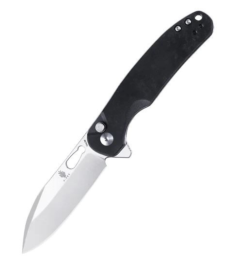 HIC-CUP [Black Richlite] Button Lock Pocket Knife (3.15" Satin 154CM) Kizer Cutlery V3606C2
