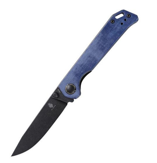 Begleiter 2 [Blue Denim Micarta] Pocket Knife (3.58" Black Stonewash 154CM) - Kizer Cutlery V4458.2C1