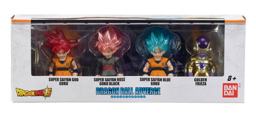 Figure Bandai Mini - SS God Goku, SS Rose Goku Black, SS Blue Goku, Golden Frieza Adverge Set "Dragon Ball Super"