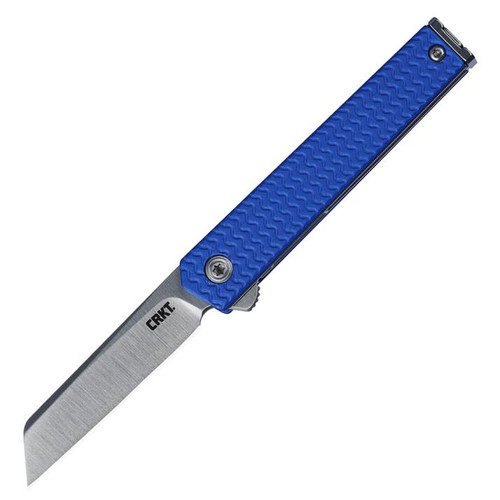 CRKT - CEO Microflipper Blue Aluminum Pocket Knife [2.21" Satin Sheepsfoot 12C27 Sandvik]