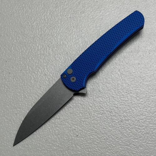 Pro-Tech Malibu Blue Flipper Knife Wharncliffe (3.30" Stonewash MagnaCut) 5305-BLUE