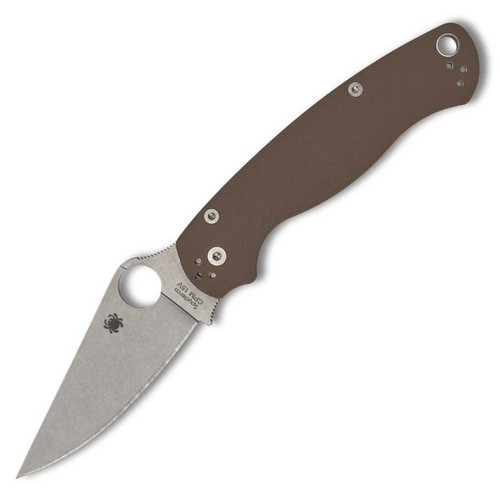 Paramilitary 2 (Sprint Run) Brown G-10 (3.45" Stonewash 15V) Spyderco C81GPBN15V2