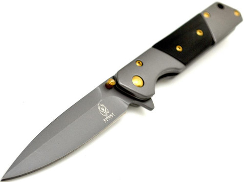 Buckshot Slim Black Wood Handle A/O Pocket Knife