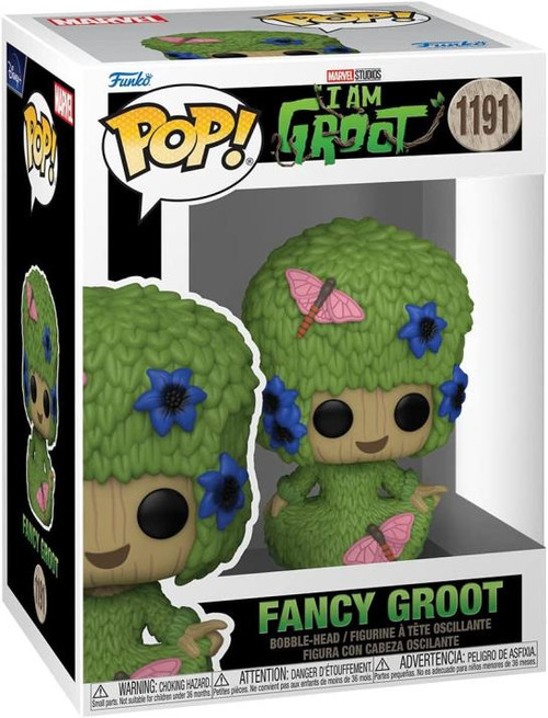 Funko Pop Groot Fancy I Am Groot #1191, vinyl figure, approximately 3 3/4 inches tall, dressed in a top hat and monocle.