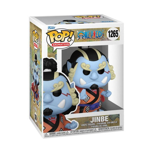 Funko Pop Jinbe One Piece #1265 Vinyl Figure. Jinbe stands in his white and blue outfit with intricate details and vibrant colors. Comes in a window display box.