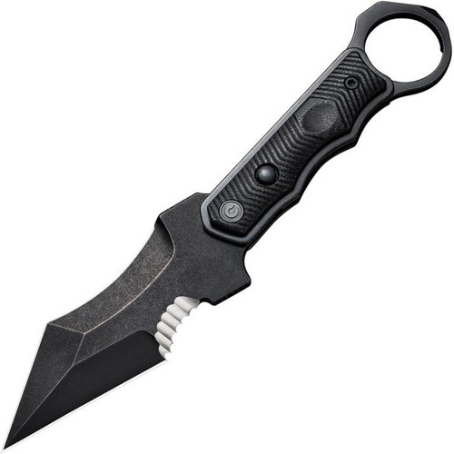 CIVIVI Orthrus Fixed Blade Knife Black G-10 (2.80" Black Stonewash Nitro-V) C20037B-1