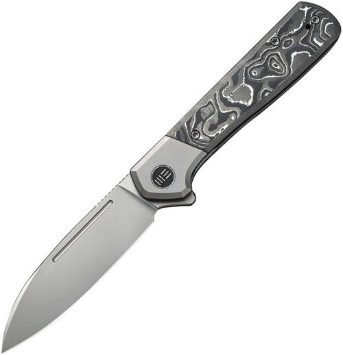 WE Knife Soothsayer Flipper Knife Aluminum Foil Carbon Fiber + GY Titanium (3.50" Bead Blast 20V) WE20050-3