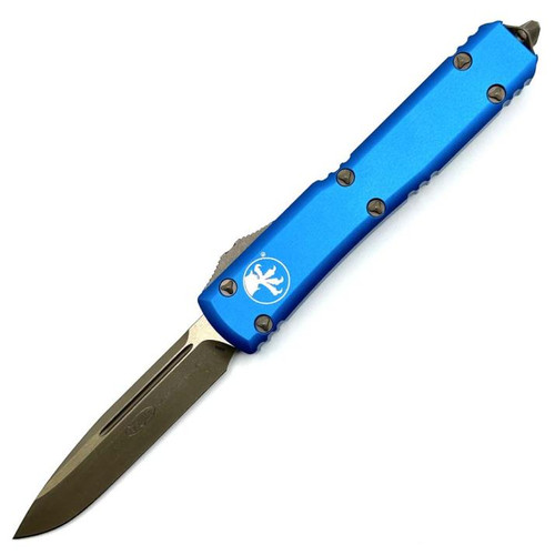 Microtech Ultratech Bronze Blue OTF Knife (3.46" Bronze Apocalyptic) 121-13APBL