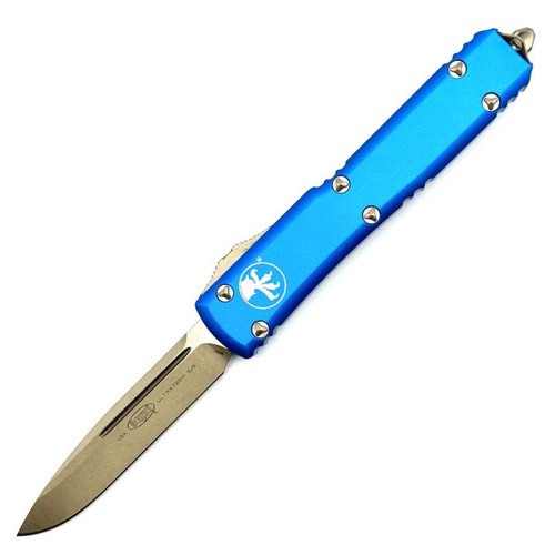 Microtech Ultratech Bronze Blue OTF Knife (3.46" Bronze Apocalyptic) 121-13BL