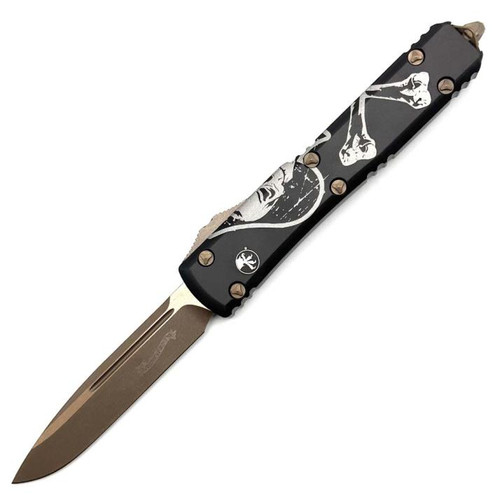 Microtech Ultratech Bronze Black OTF Knife Left Death Card (3.46" Bronze Apocalyptic) 121-13DCS