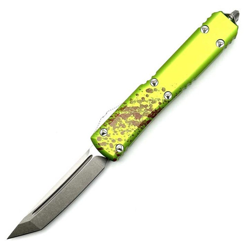 Microtech Ultratech Zombie Green Tanto OTF Knife (3.46" Stonewash) 123-10Z