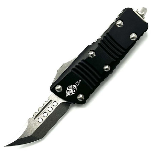 Microtech Mini Troodon Black OTF Knife (Tanto) Hellhound (1.9" Stonewash) 819-10S