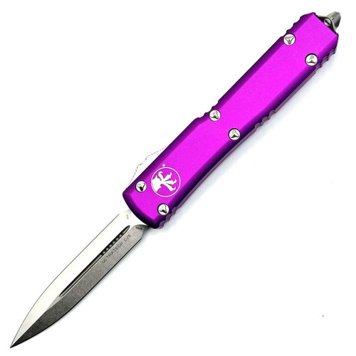 Microtech Ultratech Violet OTF Knife Double Edge (3.46" Stonewash) 122-10VI