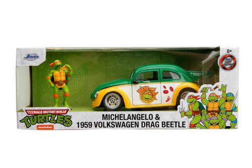 Model Car - 1:24 Ninja Turtles 1959 Volkswagen Drag Beetle & Michelangelo