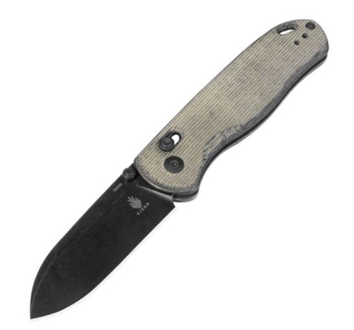 Drop Bear (Micarta) Clutch Lock Pocket Knife [2.99" Black Stonewashed 154CM] Kizer Cutlery V3619C4