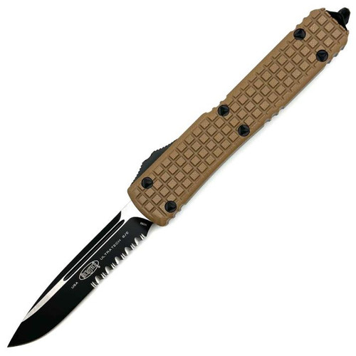 Microtech Ultratech Tan Frag G-10 OTF Knife Serrated (3.46" Black) Signature Series 121-2FRGTTAS