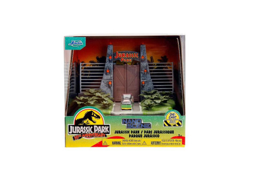 Model Figure - Jurassic Park Entrance Diorama with Jeep Wrangler & Ford Explorer [Metal Die-Cast]