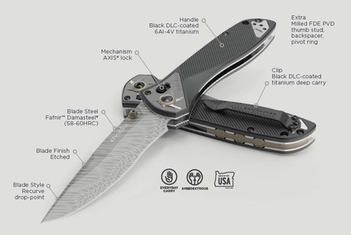 Benchmade Seven Ten AXIS Pocket Knife (4.00" Fafnir Damasteel) [Gold Class 2024] 710-241