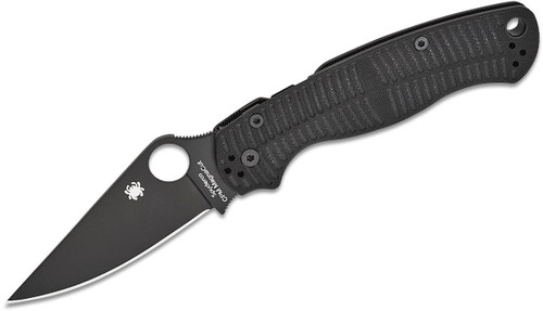 Paramilitary 2 Salt Compression Lock Black G-10 Pocket Knife (3.45" Black DLC CPM-MagnaCut) Spyderco C81GMCBKP2