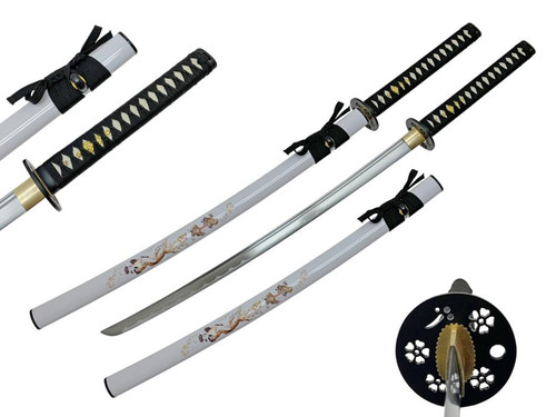Crane Graphic (WHITE) Samurai Sword 41" [1045 Carbon] Sharp