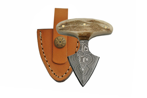 Damascus Push Dagger Stag