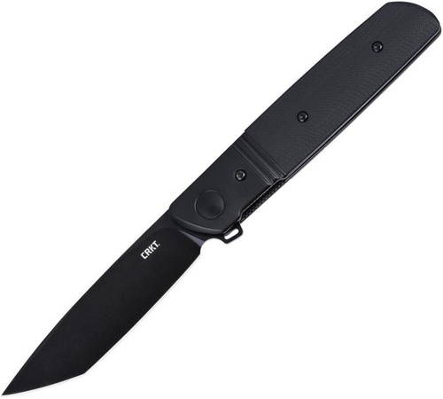 CRKT - Bamboozled Tanto Black G10 with Black Stainless Bolsters Pocket Knife [3.38" Black D2 Tool Steel]