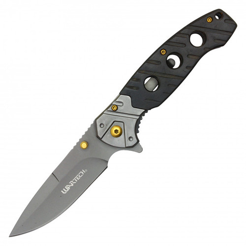 Wartech (Stone/Black Wood Handle) A/O Pocket Knife [3.5" Gray 3cr13]
