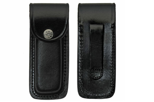 Sheath - Top Grain Premium Leather (Black) Pocket Knife Sheath 5"
