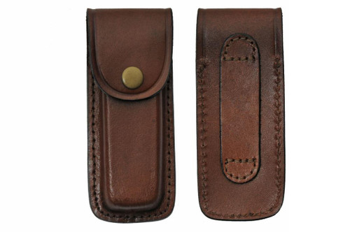 Sheath - Top Grain Premium Leather (Brown) Pocket Knife Sheath 5"