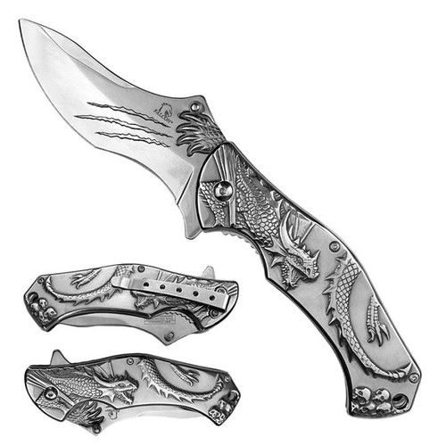 Falcon Dragon Claw Blade (CHROME) A/O Pocket Knife [3" Chrome 440 Stainless Steel]