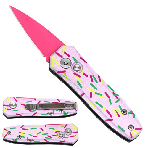 Sprinkle Donut (PINK) California Legal Auto Pocket Knife