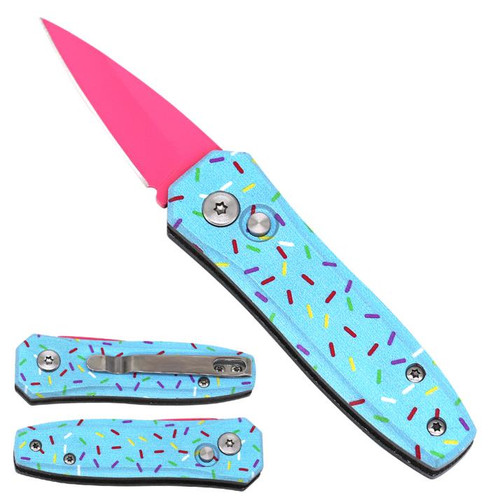 Sprinkle Donut (BLUE) California Legal Auto Pocket Knife