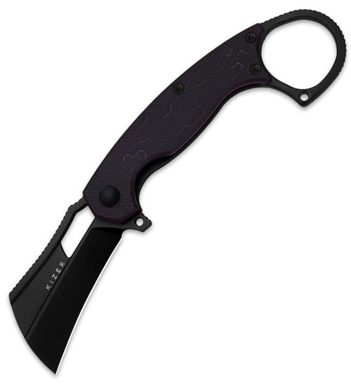 Dodo Karambit Liner Lock Knife Purple PC (2.19" Black PVD Nitro-V) Kizer Cutlery V2702A2