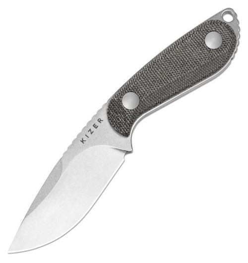 Buddy Fixed Blade Knife Black Micarta (3" Satin 14C28N) Kizer Cutlery 1081A8
