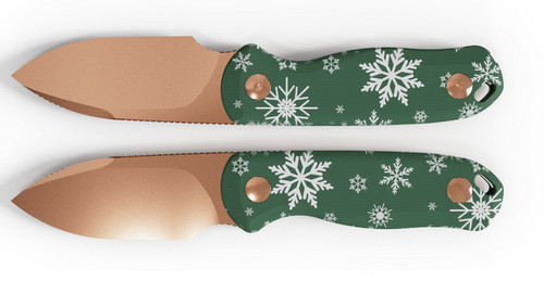Drop Bear Fixed Blade Knife (Christmas Snowflakes Green) [Holiday Promo Knife] Kizer Cutlery 1094MC1