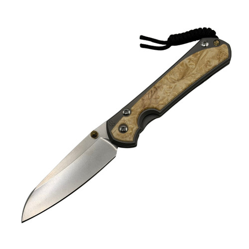 CRK - Large Sebenza 31 Insingo (Inlay Box Elder) Glass Blasted (3.61" Stonewashed MagnaCut) L31-1126