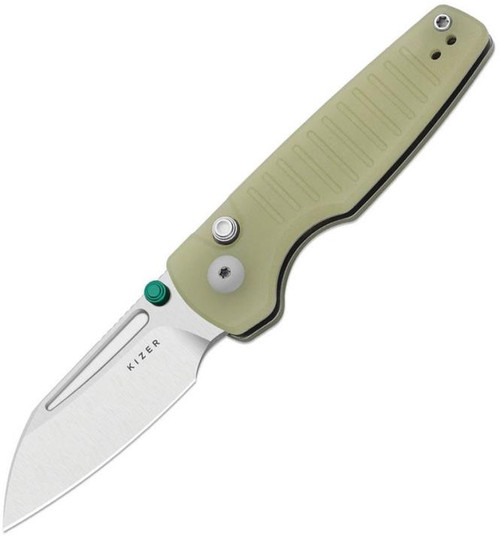 Parakeet (GID G10) Button Lock Knife (2.46" Stonewashed Nitro-V) Kizer Cutlery V2706A6