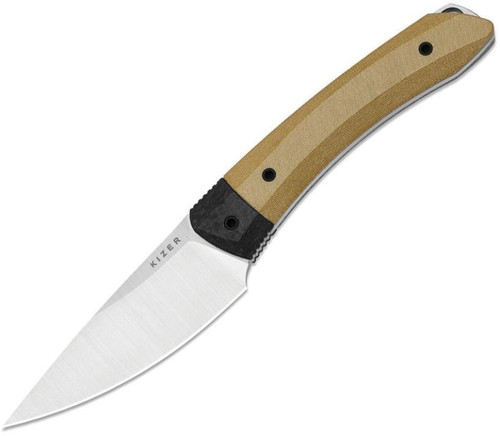 Momo Fix 3 (Micarta & Carbon Fiber) Fixed Blade [3.20" Satin S35VN] Kizer Cutlery 1124A2