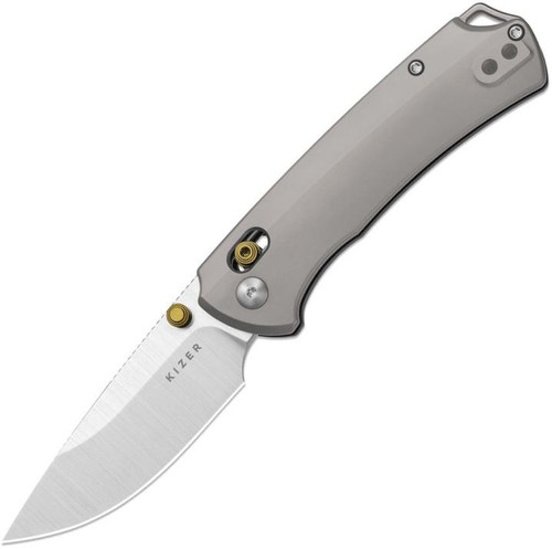 T1 CD (Gray Titanium) Clutch Lock Pocket Knife (3.20" Satin M390) Kizer Cutlery Ki3490.2CDA1