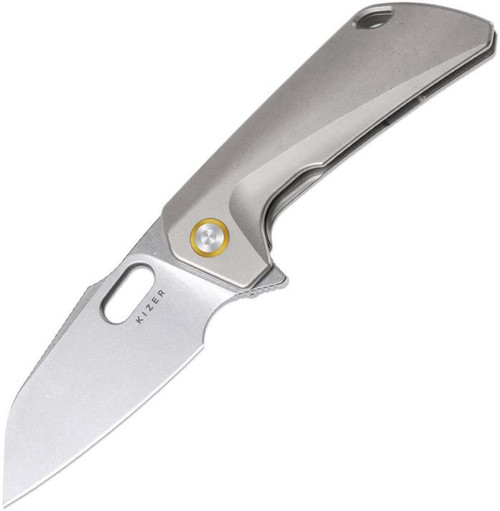 Takahe (Gray Titanium) Framelock Pocket Knife (3.19" Stonewashed S35VN) Kizer Cutlery Ki3701A1