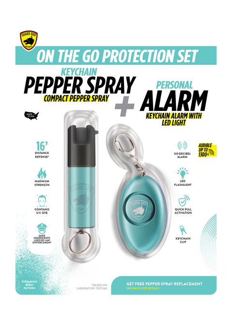 Guard Dog - Keychain Alarm + Keychain Pepper Spray Set (TEAL)