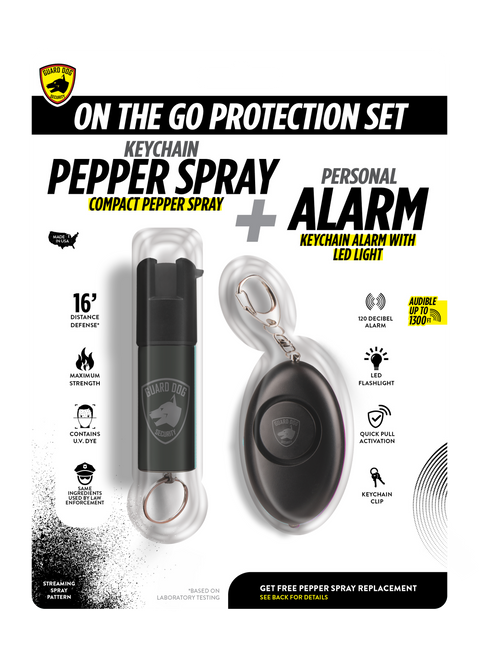 Guard Dog - Keychain Alarm + Keychain Pepper Spray Set (BLACK)