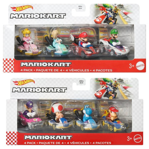 Hot Wheels - Mario Kart Vehicle - Mix 3 (4-Pack) 1 Random Box (2026)