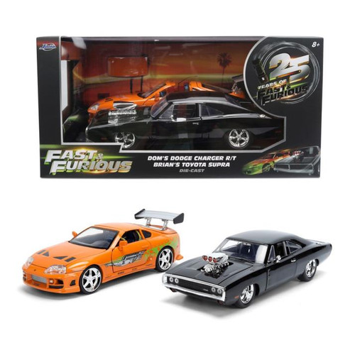 Model Car - 1:24 F&F Dom's Dodge Charger R/T & Brian's Toyota Supra (Twin Pack) 25th Anniversay Series