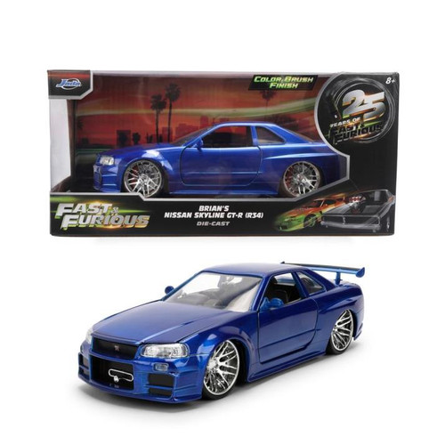 Model Car - 1:24 F&F Brian's Nissan Skyline GT-R (Blue Brush Finish) 25th Anniversay Series